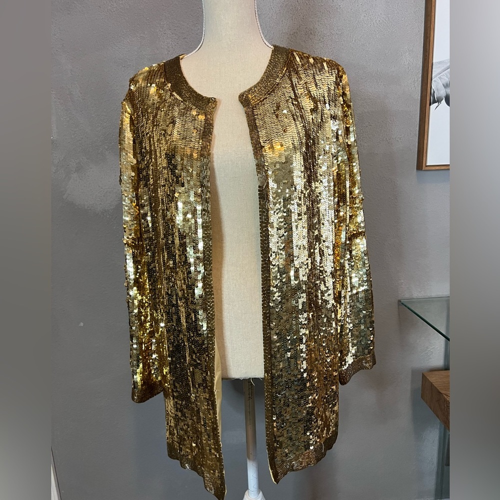 Tan-Chho silk GOLD sequin / beaded dress. Oversized Ñ. Emily in París vibes